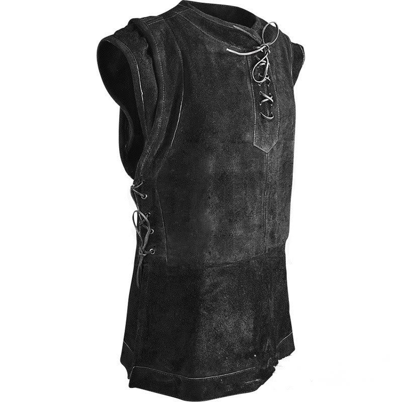 WorldNorse Mittelalterliche Kostümweste aus Wildleder mit Schnürung - Schwarz - 5XL - image 5