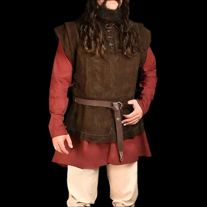 WorldNorse Mittelalterliche Kostümweste aus Wildleder mit Schnürung