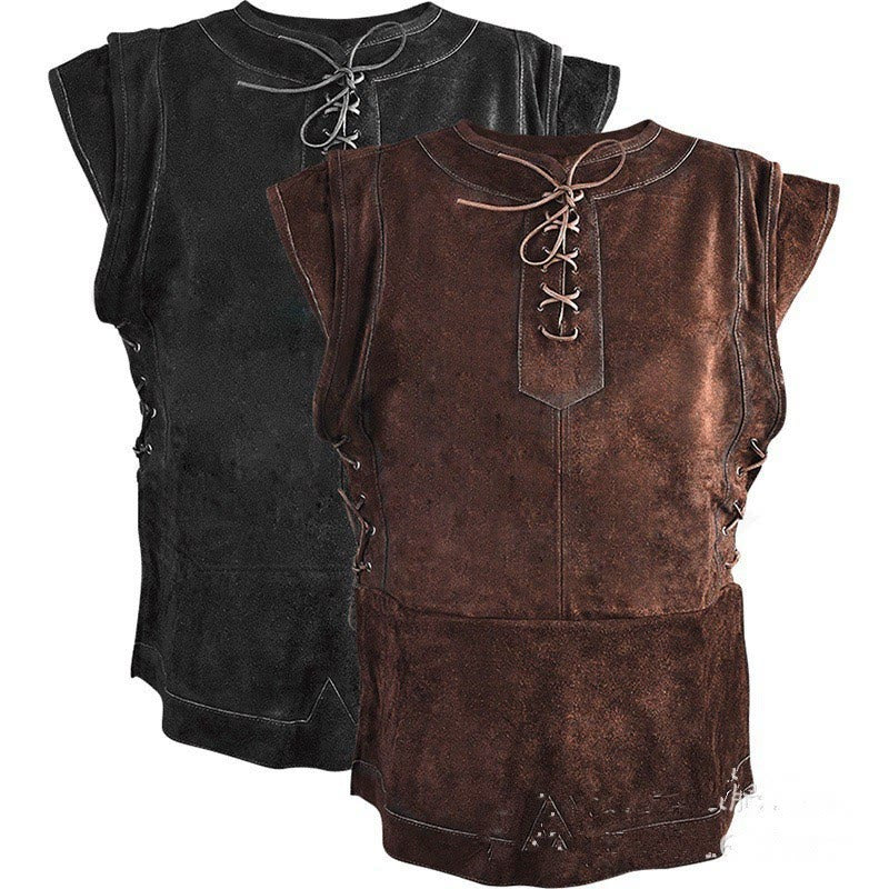 WorldNorse Mittelalterliche Kostümweste aus Kunstwildleder mit Schnürung - image 0