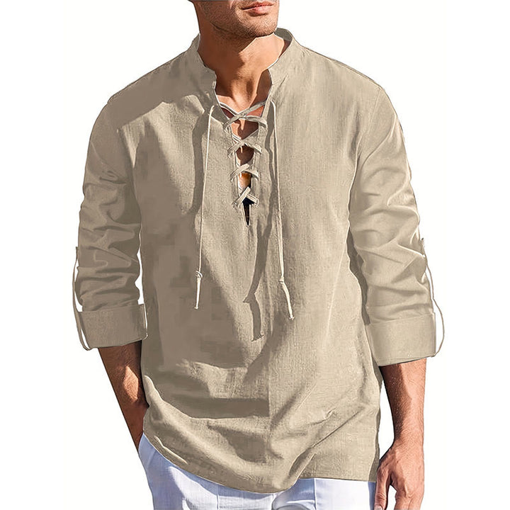 WorldNorse Mittelalterliches Henley-Kostümhemd mit Schnürung