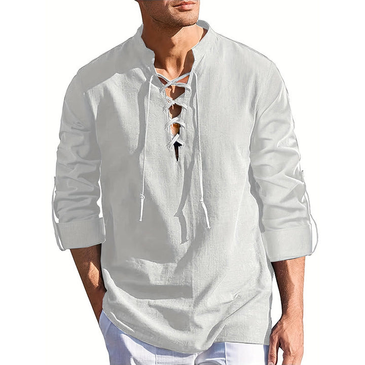WorldNorse Mittelalterliches Henley-Kostümhemd mit Schnürung