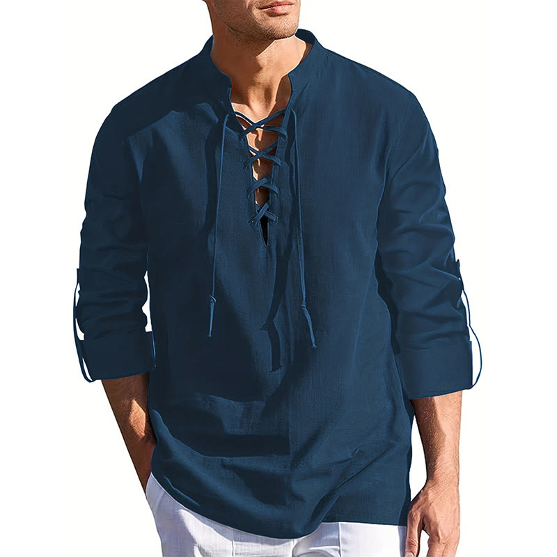 WorldNorse Mittelalterliches Henley-Kostümhemd mit Schnürung - image 12