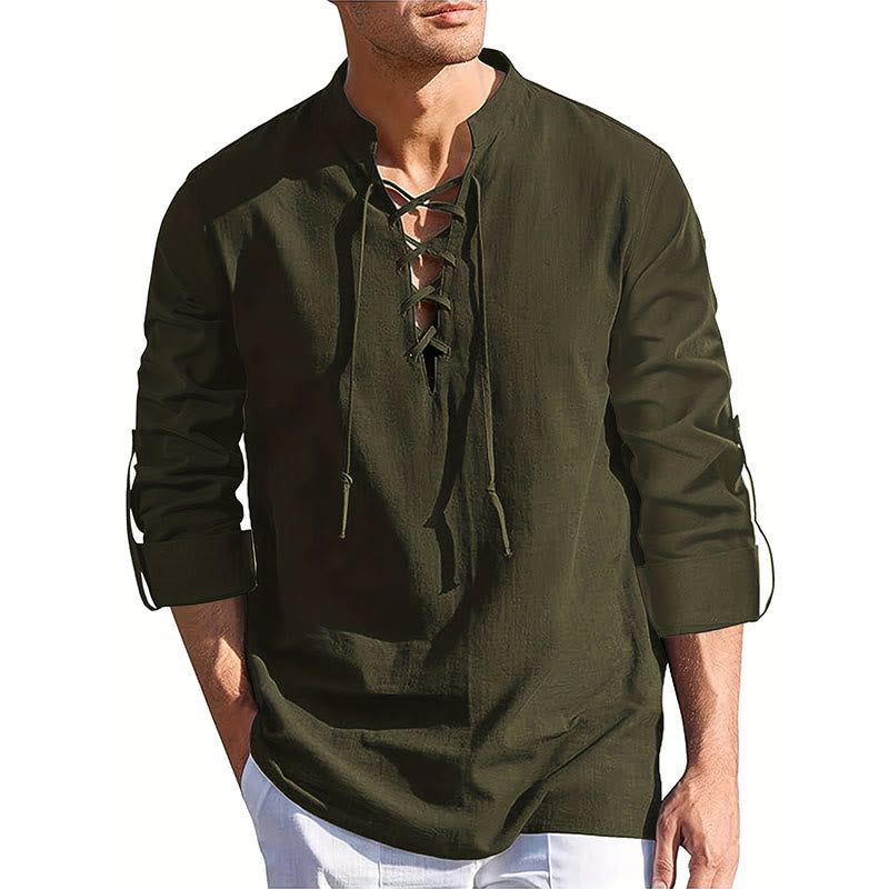 WorldNorse Mittelalterliches Henley-Kostümhemd mit Schnürung - image 15
