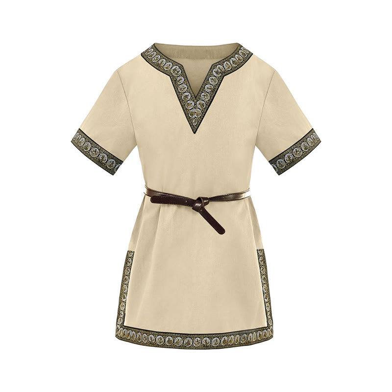 WorldNorse Mittelalterliches Tunika-Kostümhemd mit besticktem Besatz - Beige - 160 cm - image 5