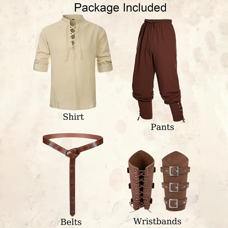 WorldNorse Mittelalterliches nordisches Tunika-Kostümset, 4-teilig - image 1