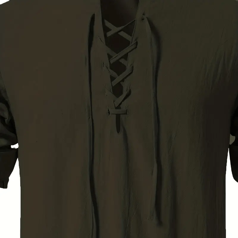 WorldNorse Mittelalterliches Henley-Kostümhemd mit Schnürung