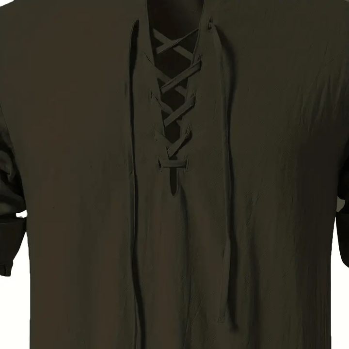 WorldNorse Mittelalterliches Henley-Kostümhemd mit Schnürung