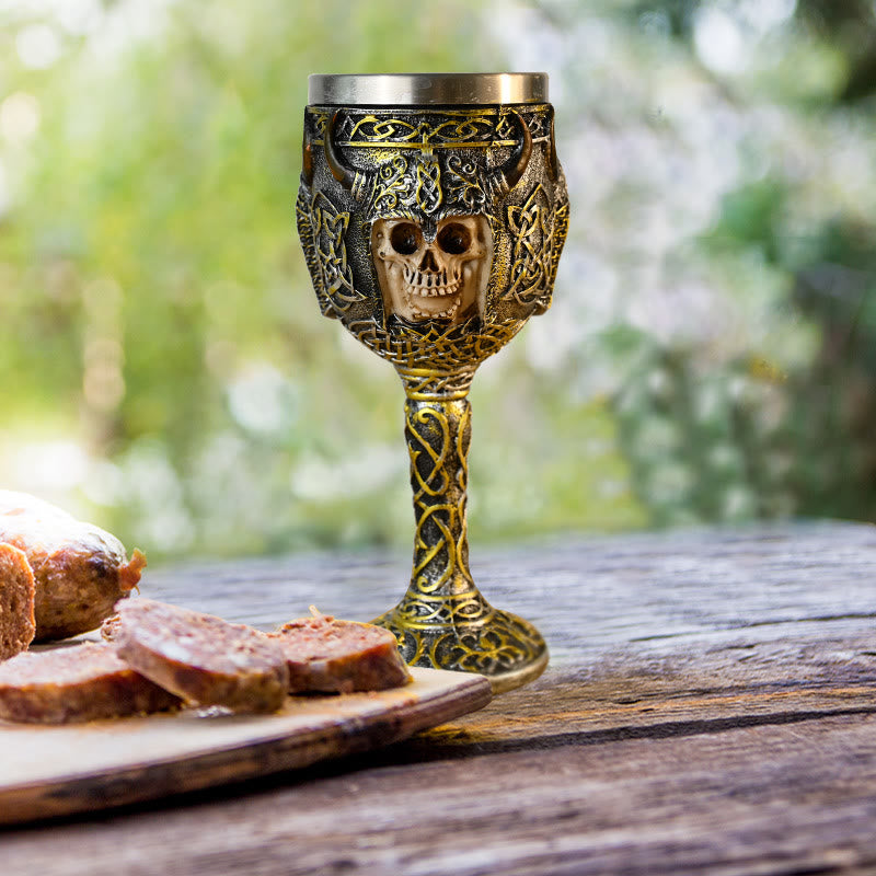 WorldNorse Bison Horned Helm Totenkopf Kelch
