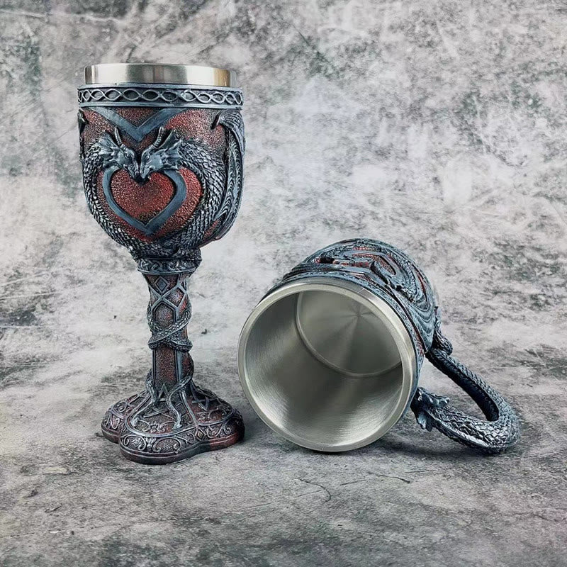 WorldNorse Mittelalterlicher Kelchbecher mit Drachenherz