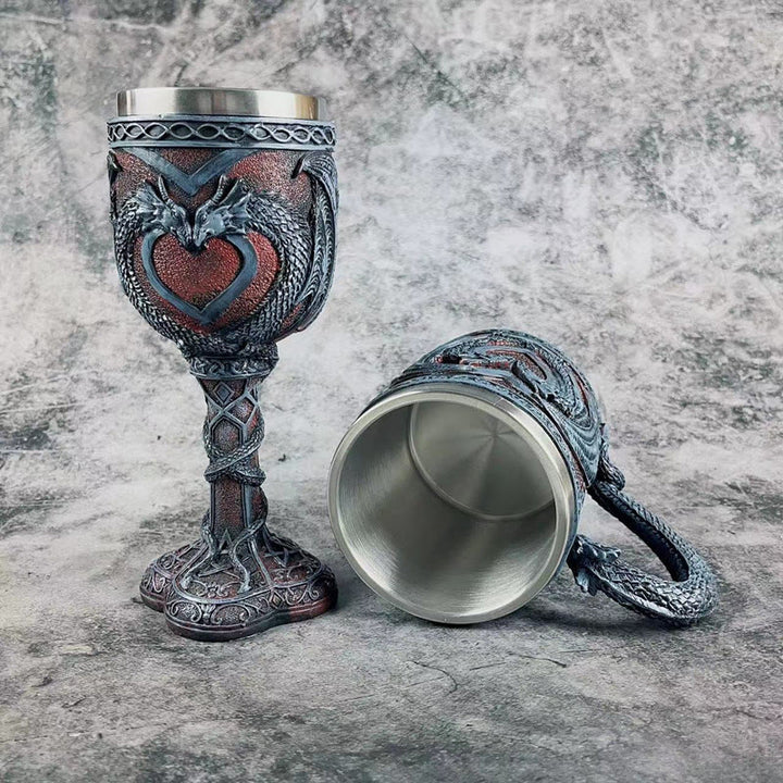 WorldNorse Mittelalterlicher Kelchbecher mit Drachenherz