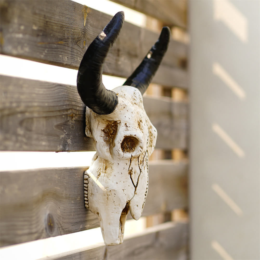 WorldNorse Horn Totenkopf Wanddekoration zum Aufhängen