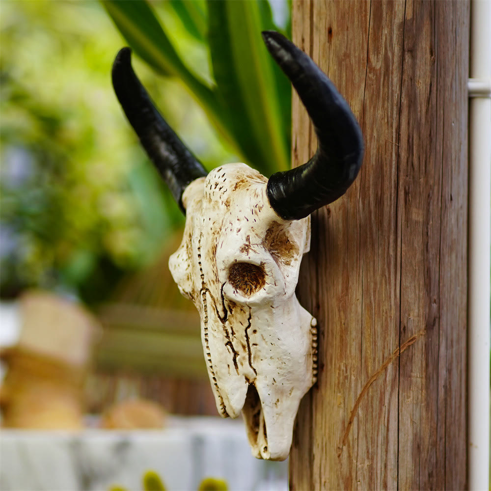 WorldNorse Horn Totenkopf Wanddekoration zum Aufhängen