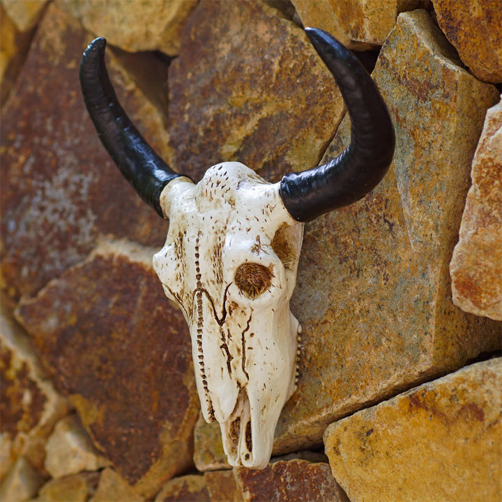 WorldNorse Horn Totenkopf Wanddekoration zum Aufhängen