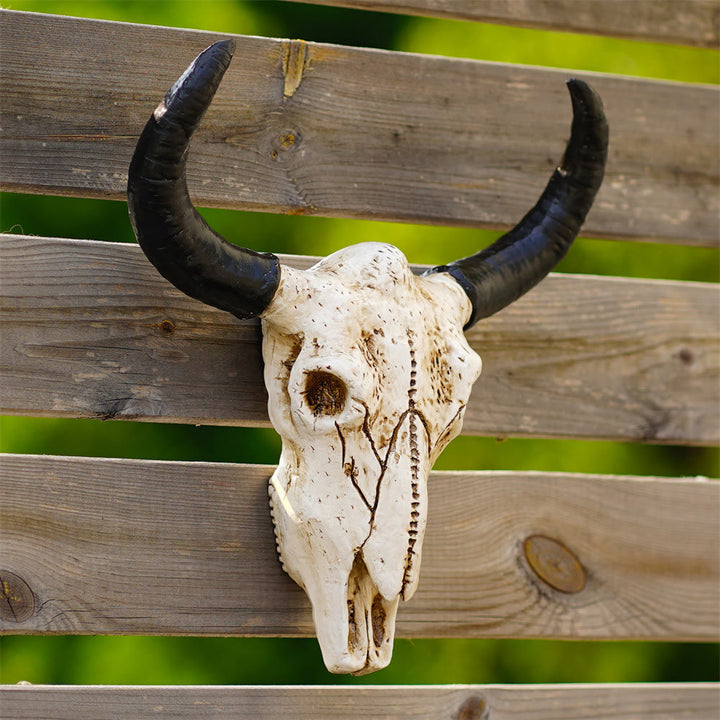 WorldNorse Horn Totenkopf Wanddekoration zum Aufhängen