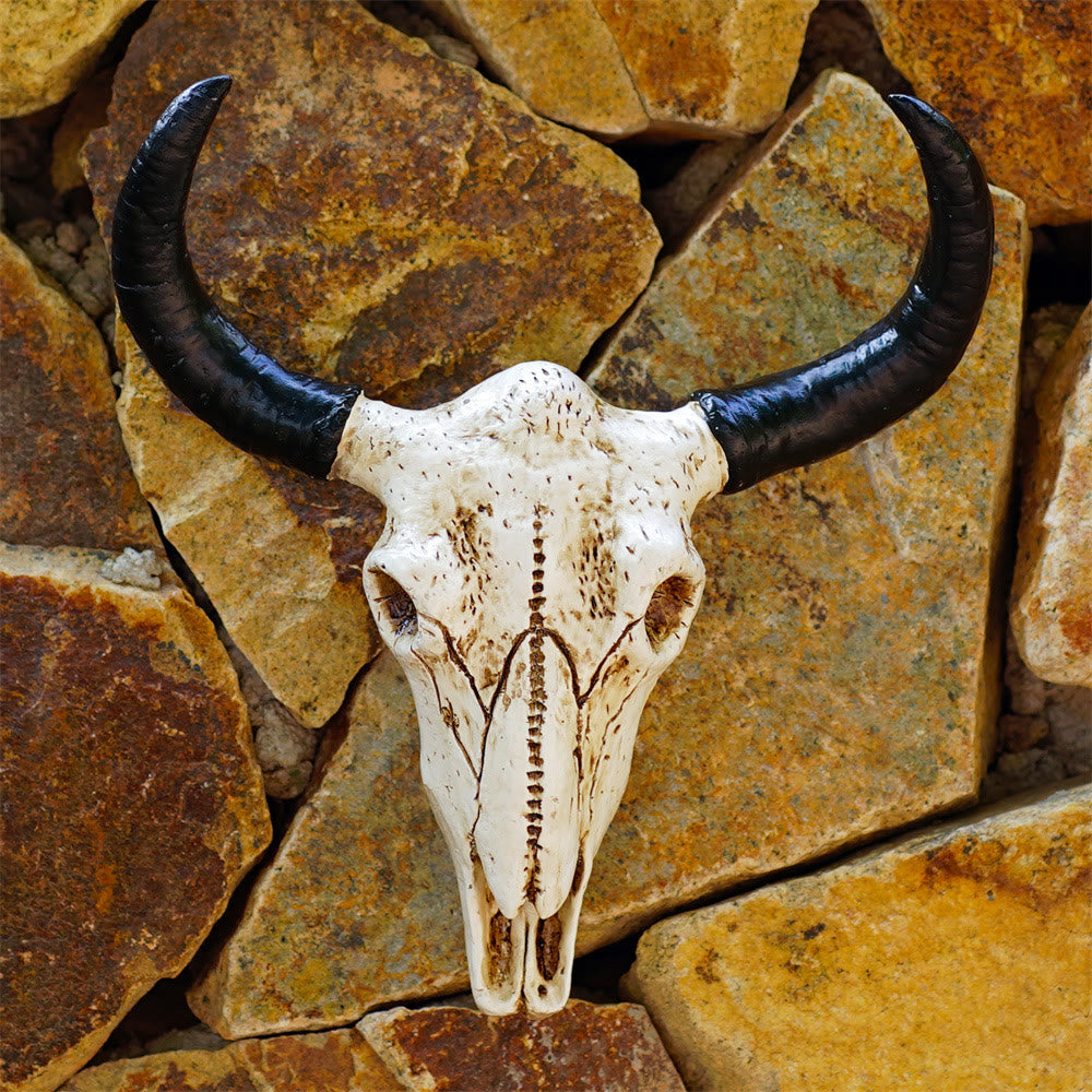 WorldNorse Horn Totenkopf Wanddekoration zum Aufhängen