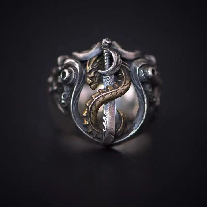 WorldNorse Kreativer Drachenschwert-Kriegerring