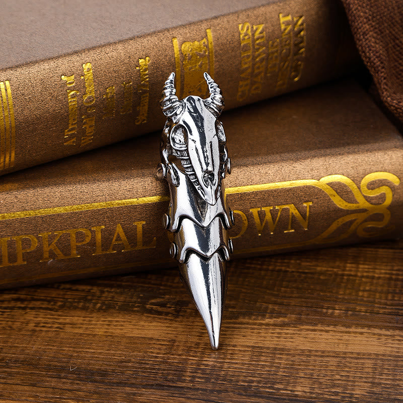 WorldNorse Langfinger-Ring aus Silber mit doppelter Schlaufe