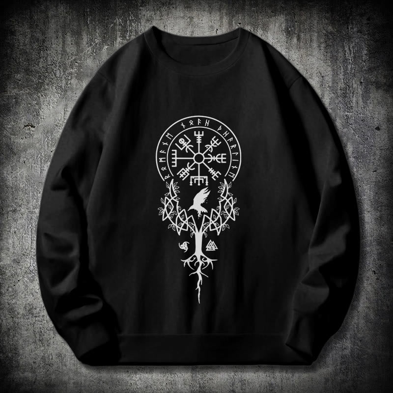 WorldNorse Viking Vögel Runen Totem Sweatshirt - Schwarz - 2XL - image 0