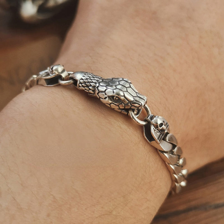 WorldNorse – Kubanisches Gliederarmband mit Schlangenschädel