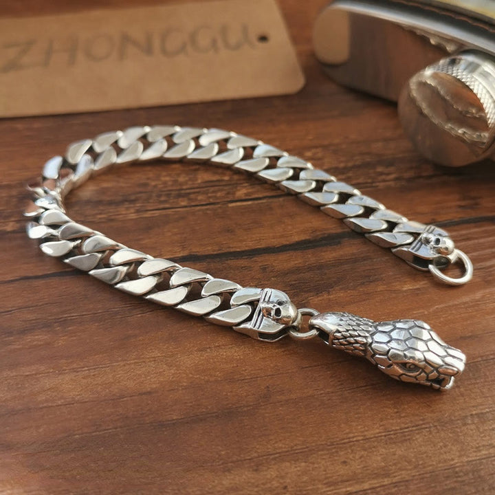 WorldNorse – Kubanisches Gliederarmband mit Schlangenschädel