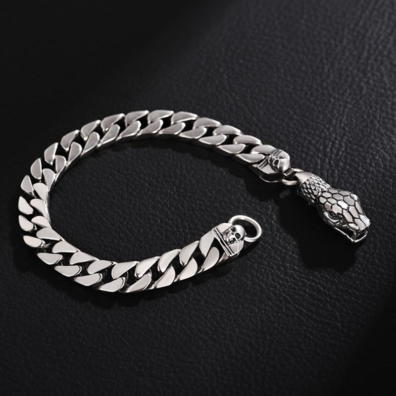WorldNorse – Kubanisches Gliederarmband mit Schlangenschädel