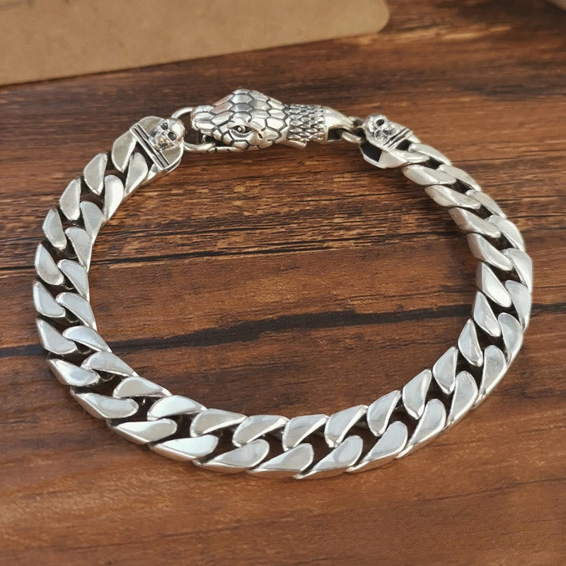 WorldNorse – Kubanisches Gliederarmband mit Schlangenschädel