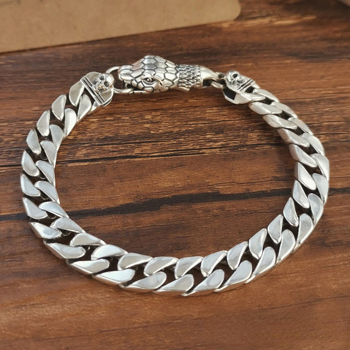 WorldNorse – Kubanisches Gliederarmband mit Schlangenschädel