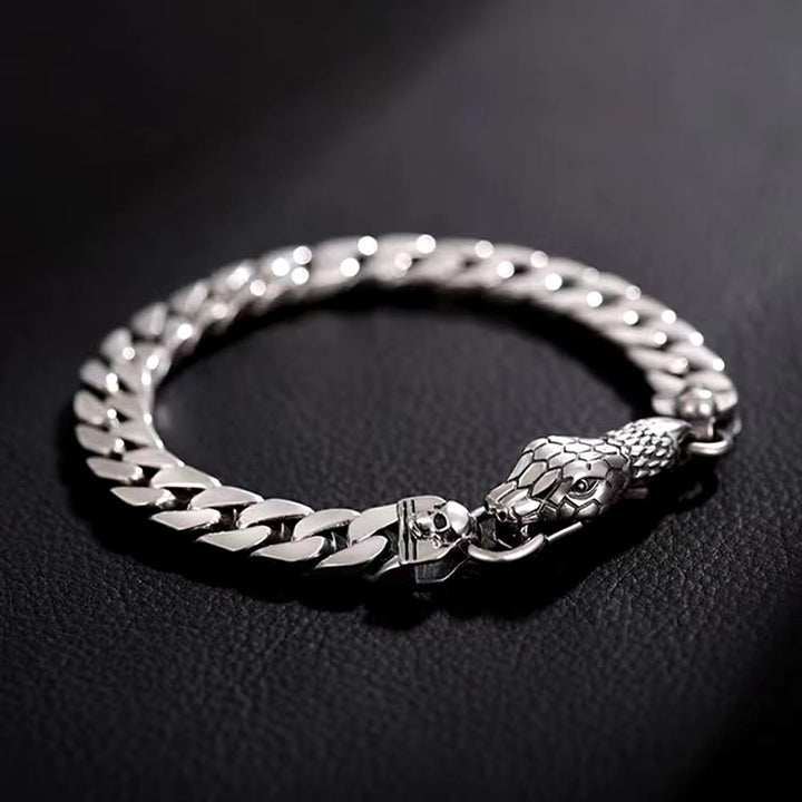 WorldNorse – Kubanisches Gliederarmband mit Schlangenschädel