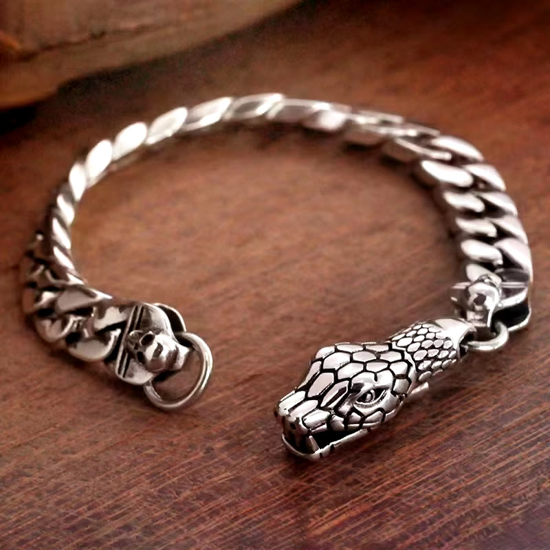 WorldNorse – Kubanisches Gliederarmband mit Schlangenschädel