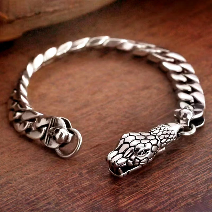 WorldNorse – Kubanisches Gliederarmband mit Schlangenschädel