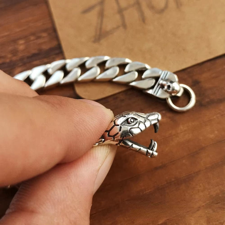 WorldNorse – Kubanisches Gliederarmband mit Schlangenschädel
