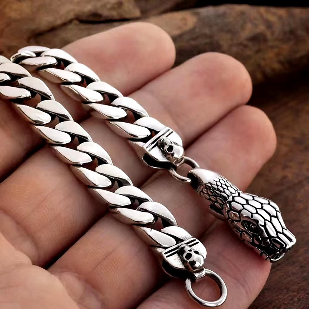 WorldNorse – Kubanisches Gliederarmband mit Schlangenschädel