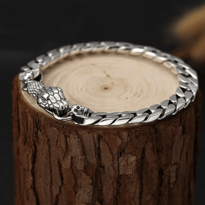 WorldNorse – Kubanisches Gliederarmband mit Schlangenschädel