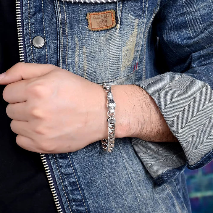 WorldNorse – Kubanisches Gliederarmband mit Schlangenschädel
