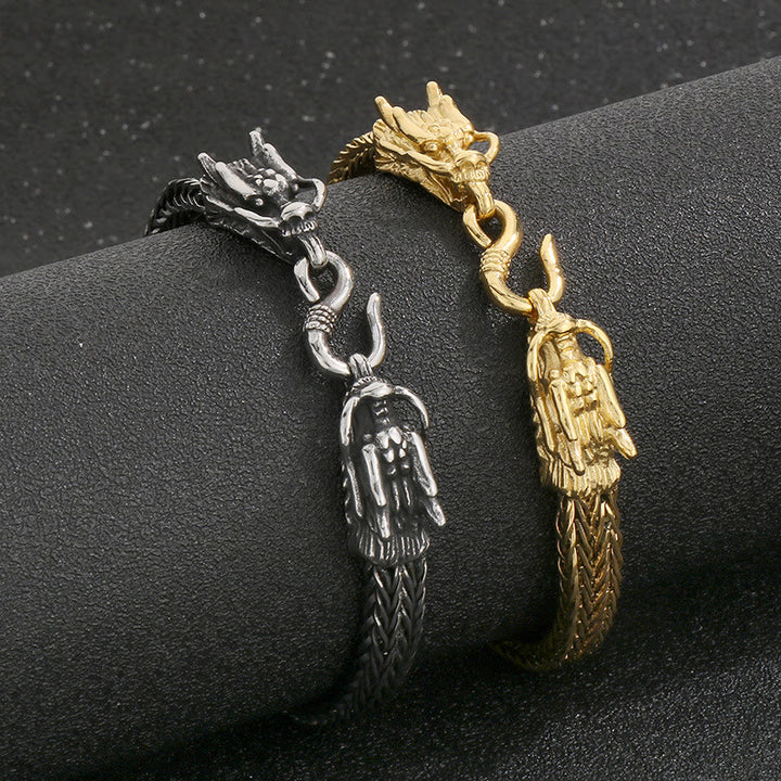 WorldNorse Doppel-Drachenkopf-Hakenarmband