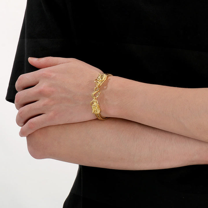 WorldNorse Doppel-Drachenkopf-Hakenarmband