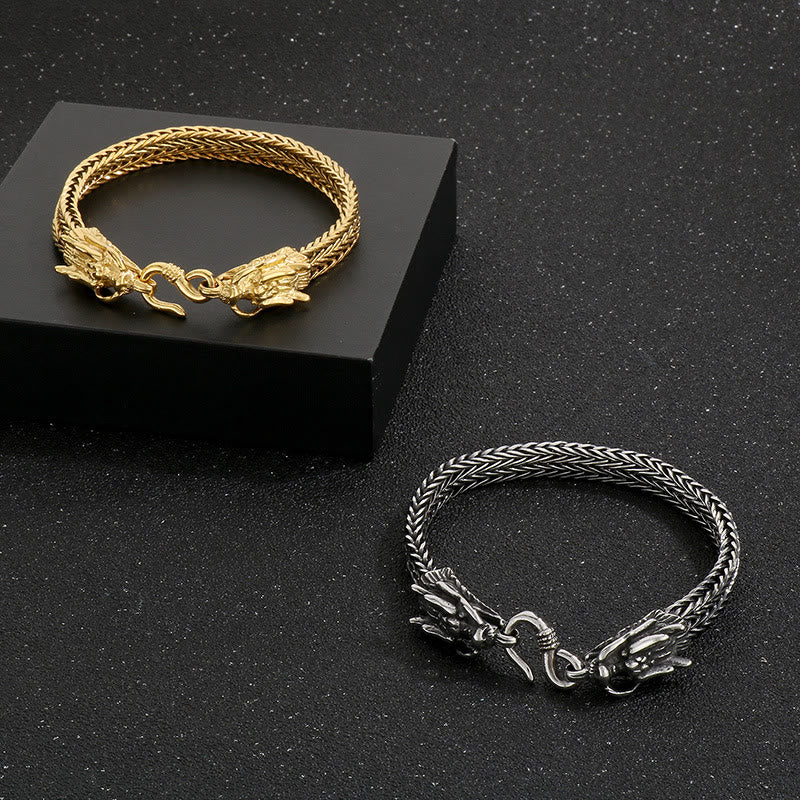 WorldNorse Doppel-Drachenkopf-Hakenarmband