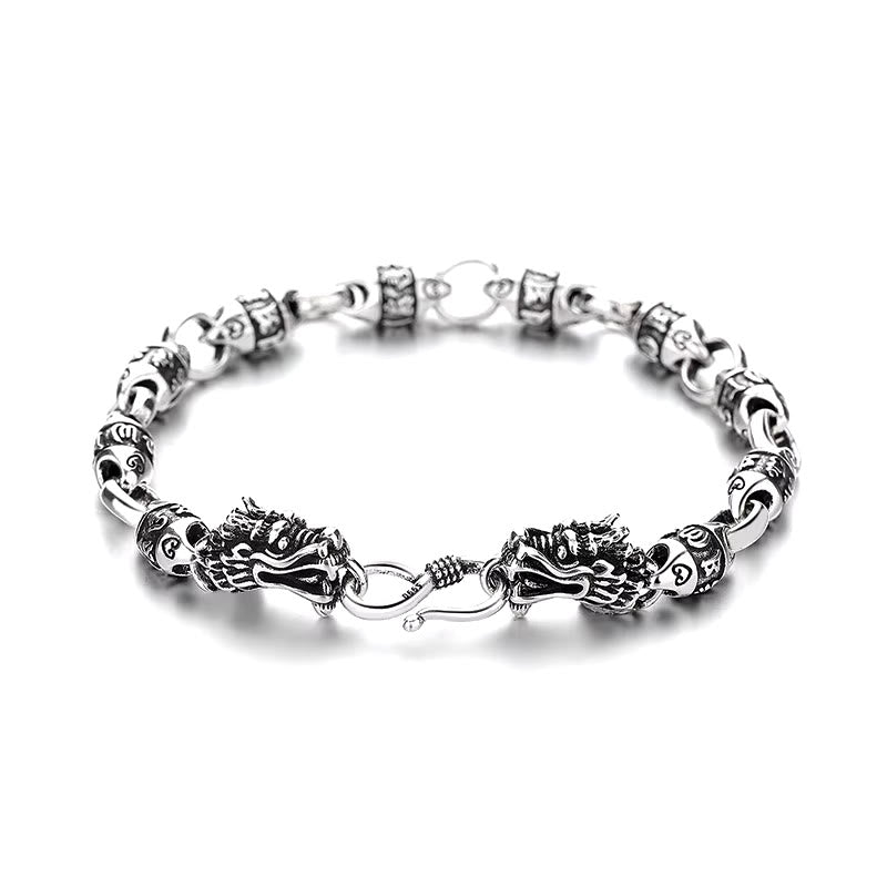 WorldNorse – Armband mit runder Kette und Doppeldrachenkopf