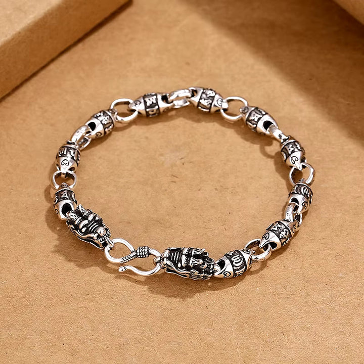 WorldNorse – Armband mit runder Kette und Doppeldrachenkopf