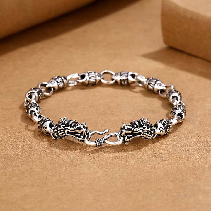 WorldNorse – Armband mit runder Kette und Doppeldrachenkopf