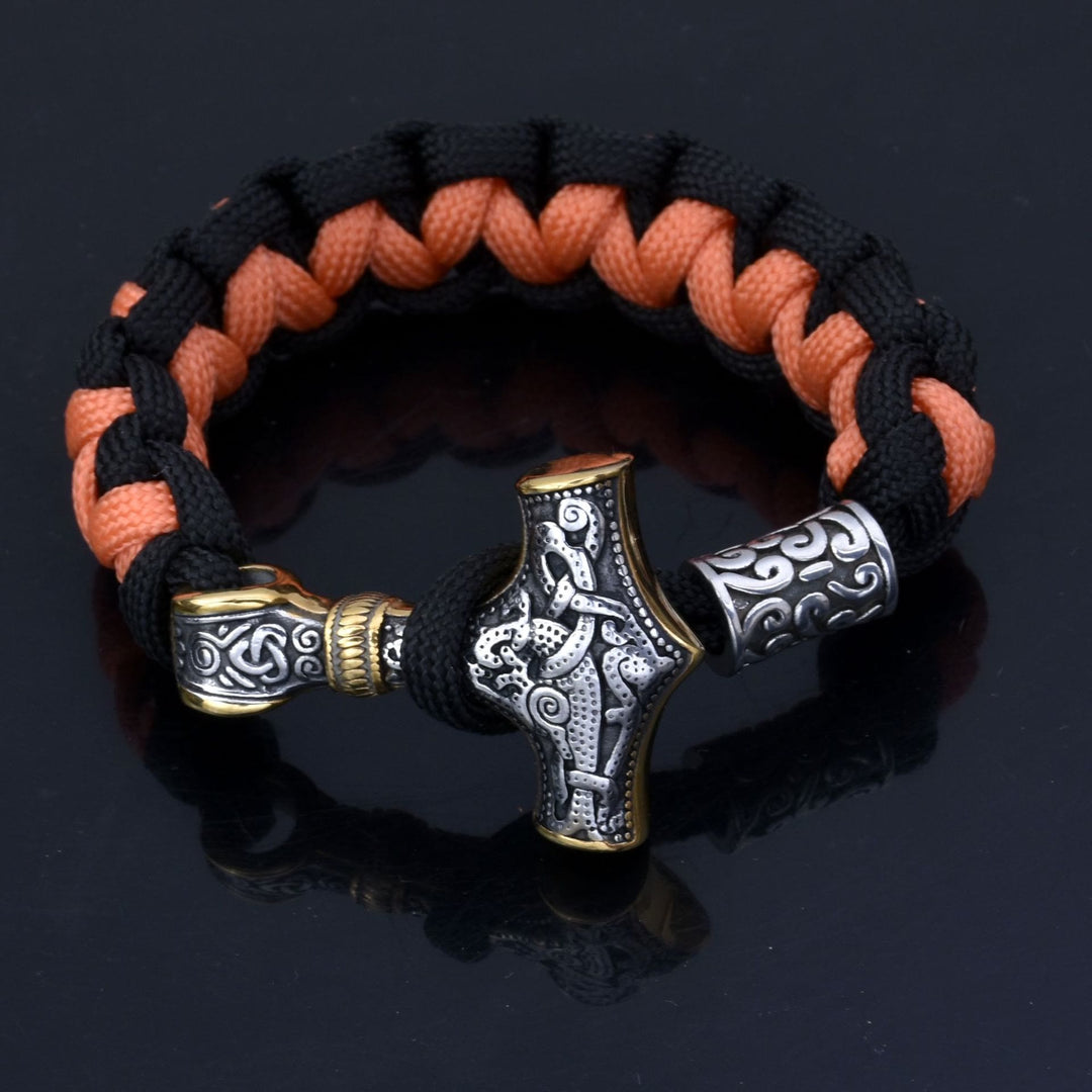 WorldNorse Wikinger Mjölnir Paracord geflochtenes Armband