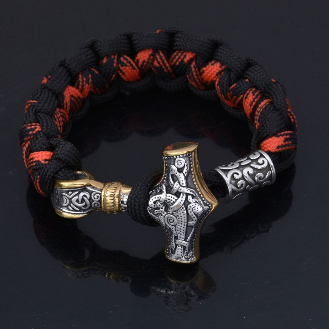 WorldNorse Wikinger Mjölnir Paracord geflochtenes Armband
