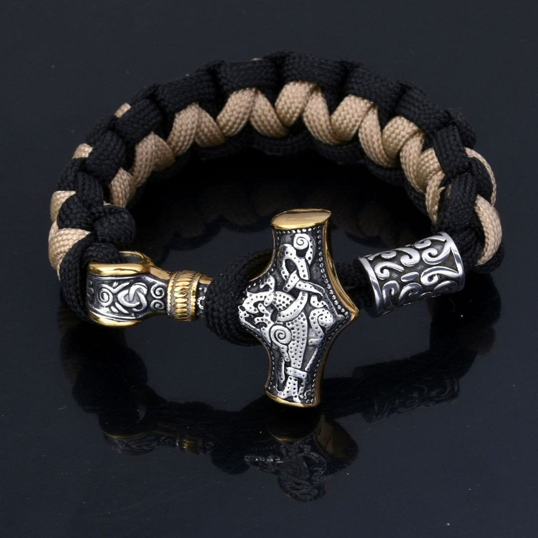 WorldNorse Wikinger Mjölnir Paracord geflochtenes Armband