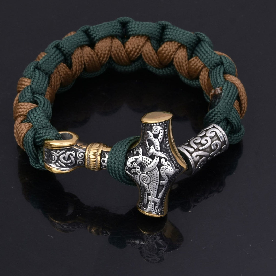 WorldNorse Wikinger Mjölnir Paracord geflochtenes Armband