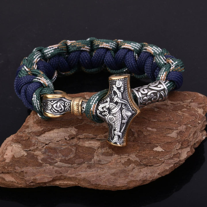WorldNorse Wikinger Mjölnir Paracord geflochtenes Armband