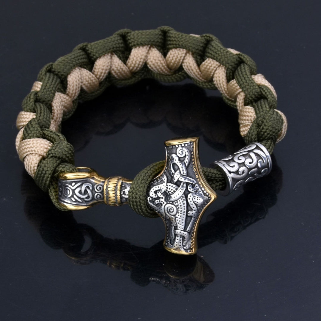WorldNorse Wikinger Mjölnir Paracord geflochtenes Armband