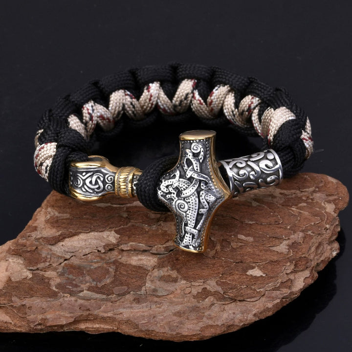 WorldNorse Wikinger Mjölnir Paracord geflochtenes Armband