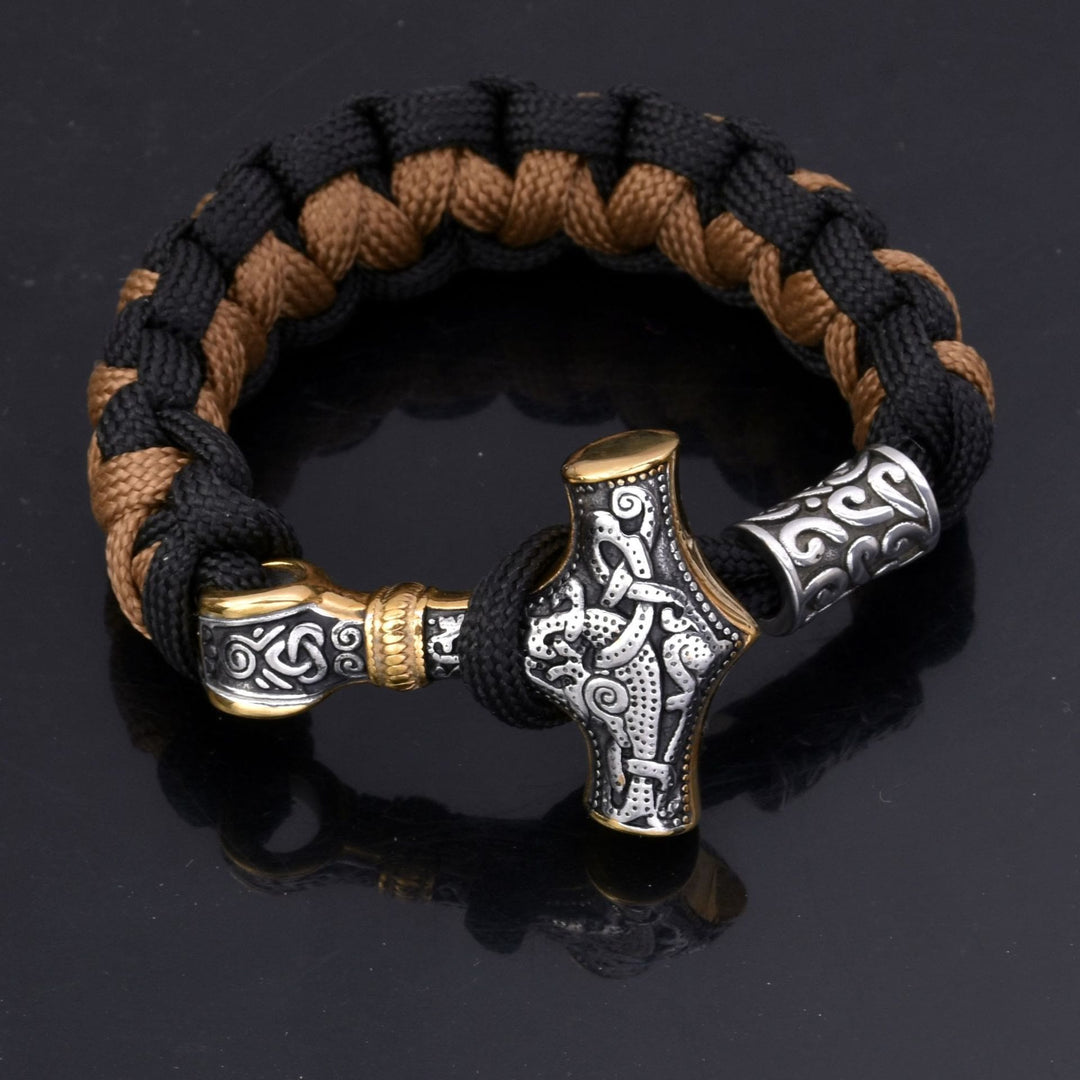 WorldNorse Wikinger Mjölnir Paracord geflochtenes Armband