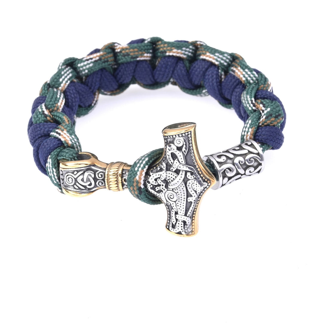 WorldNorse Wikinger Mjölnir Paracord geflochtenes Armband