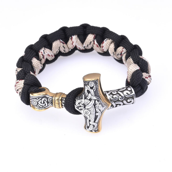 WorldNorse Wikinger Mjölnir Paracord geflochtenes Armband